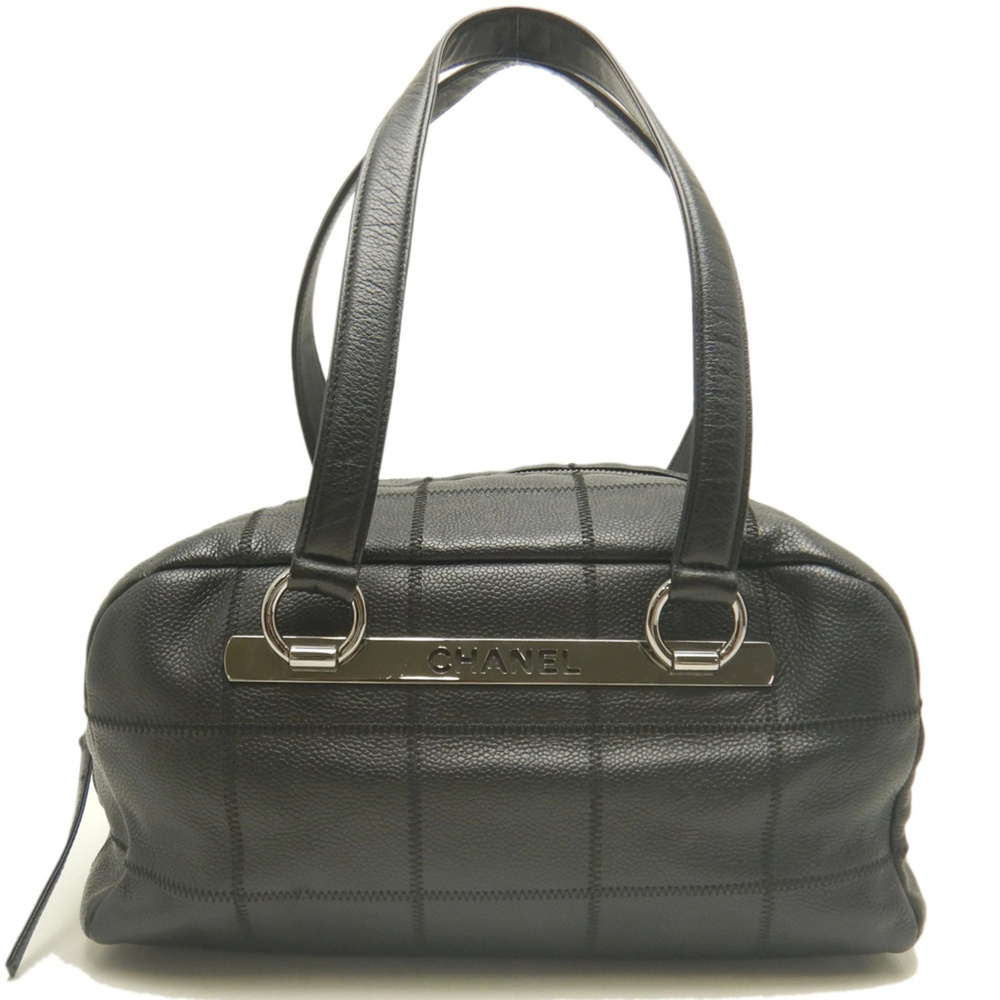CHANEL Black Caviar Leather Boston Bag